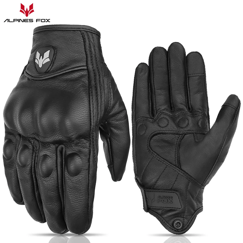 Motorcycle Glove Knuckle - Unisex Vintage Leather Motorcycle Gloves -