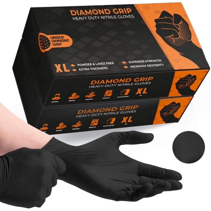 Nitrile Mechanic Glove - Black Heavy Duty Nitrile Disposable Gloves