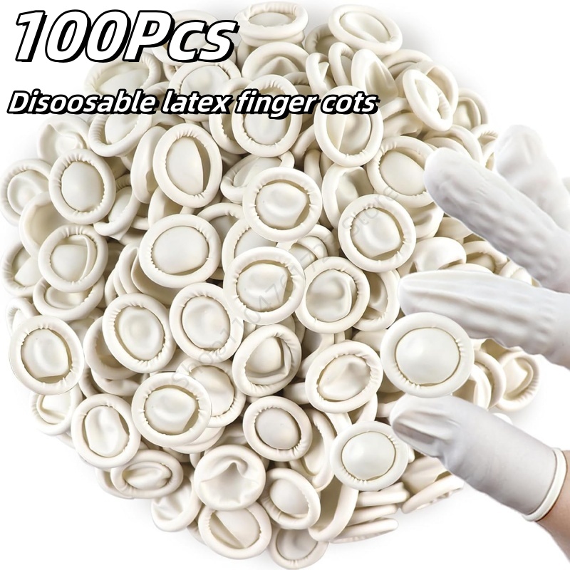 Latex Disposable Glove - 100Pcs Disposable Finger Cover Rubber Gloves