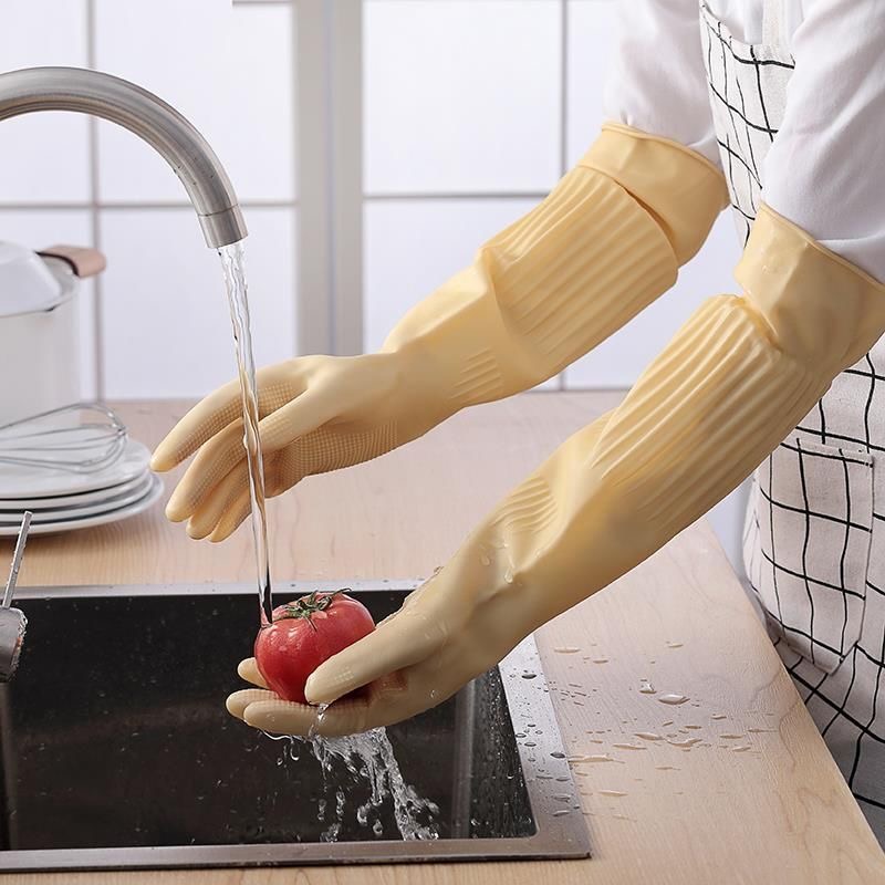 Dish Glove Rubber - Long Reusable Rubber Dishwashing Gloves Non-slip