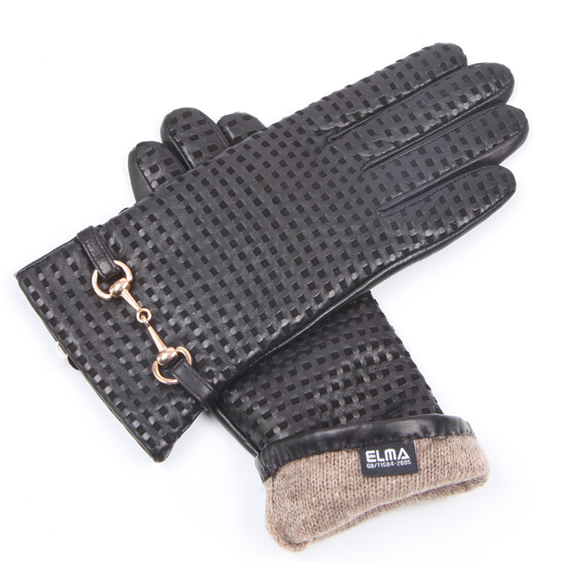 Wool Glove Lined - Autumn Winter Real Leather Gloves Female
