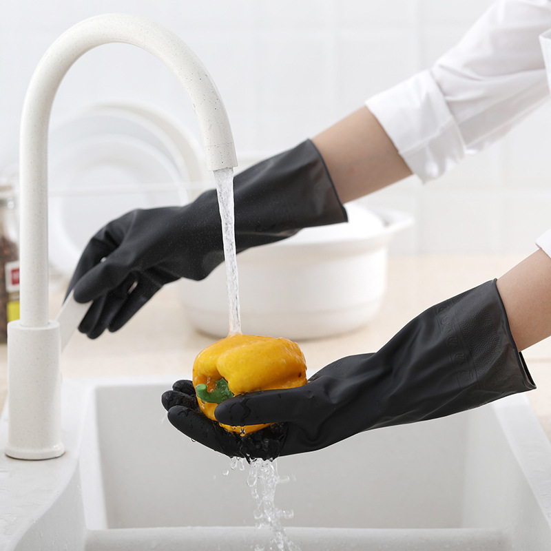 1 Pair Black Gloves Home Washi - Dish Glove Rubber recension och pris