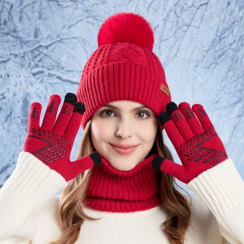 3pcs Hiking Solid Color Hat Sc - Wool Glove Lined recension och pris