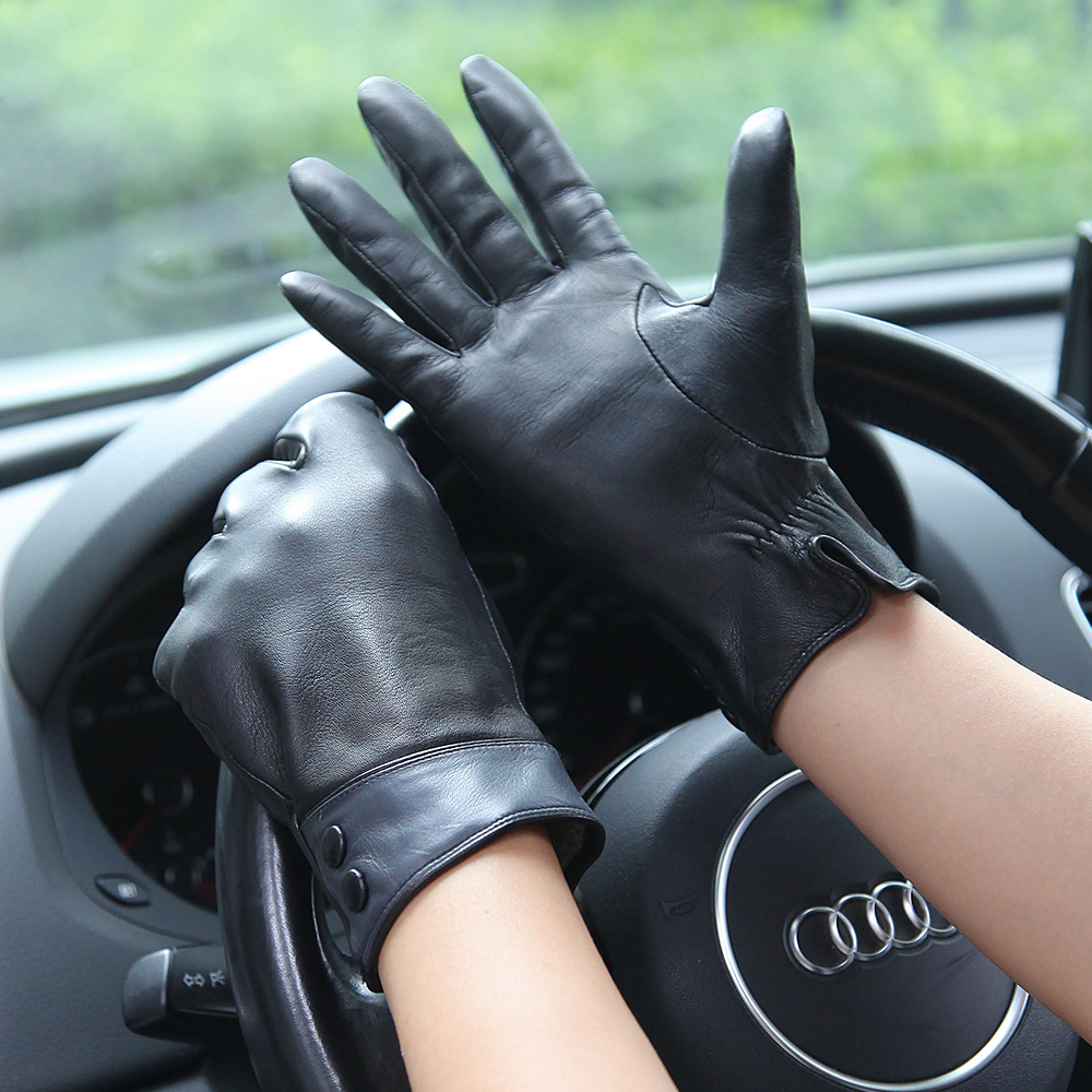Fashion Black Real Leather Glo - Wool Glove Lined recension och pris