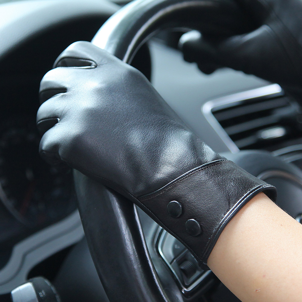 Fashion Black Real Leather Glo - Wool Glove Lined recension och pris