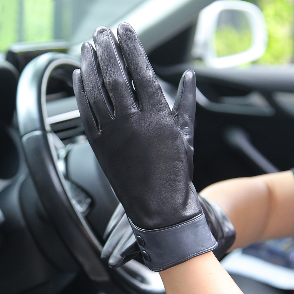 Fashion Black Real Leather Glo - Wool Glove Lined recension och pris