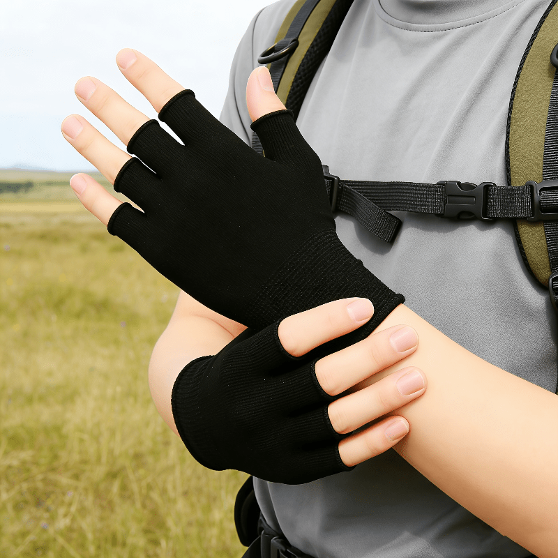 Black Knit Half Finger Gloves, - Fingerless Glove Knit recension och pris