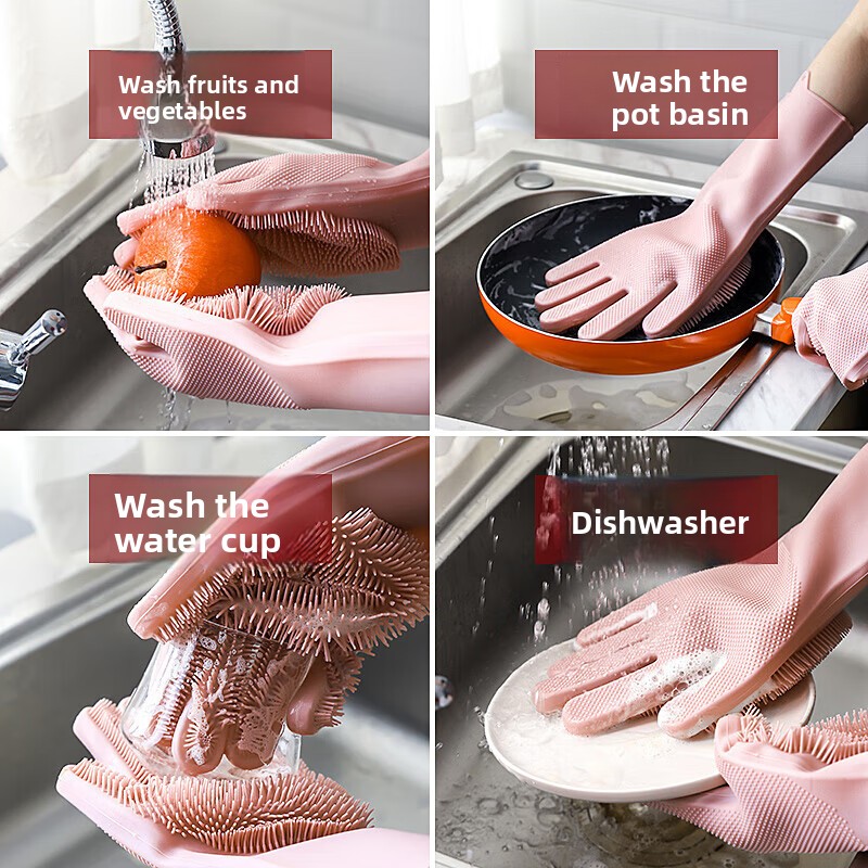 Silicone Dishwashing Gloves, M - Dish Glove Rubber recension och pris