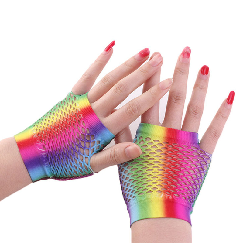 Ladies Sexy Rainbow Color Shor - Fingerless Glove Knit recension och pris