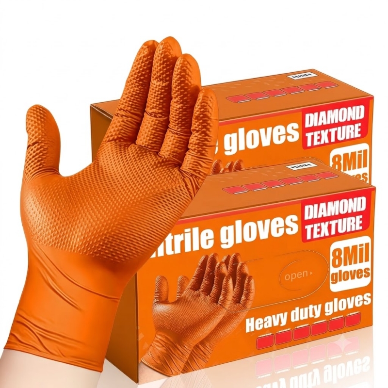 Heavy Duty Orange Nitrile Glov - Nitrile Mechanic Glove recension och pris