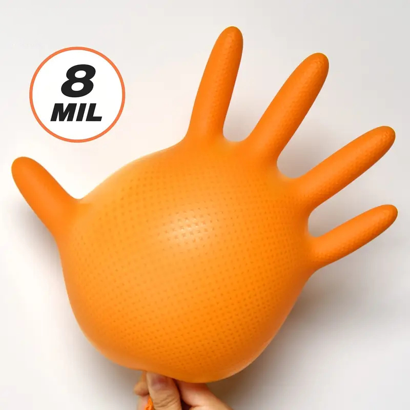 Heavy Duty Orange Nitrile Glov - Nitrile Mechanic Glove recension och pris