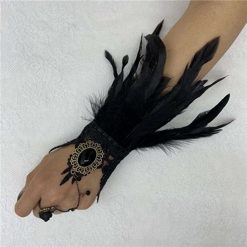 Halloween Feather Lace Gloves  - Motorcycle Glove Knuckle recension och pris