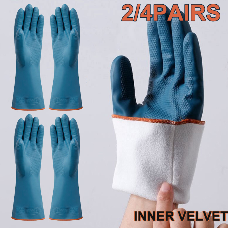 2/4 Pairs Waterproof Gloves wi - Rubber Glove Cleaning recension och pris