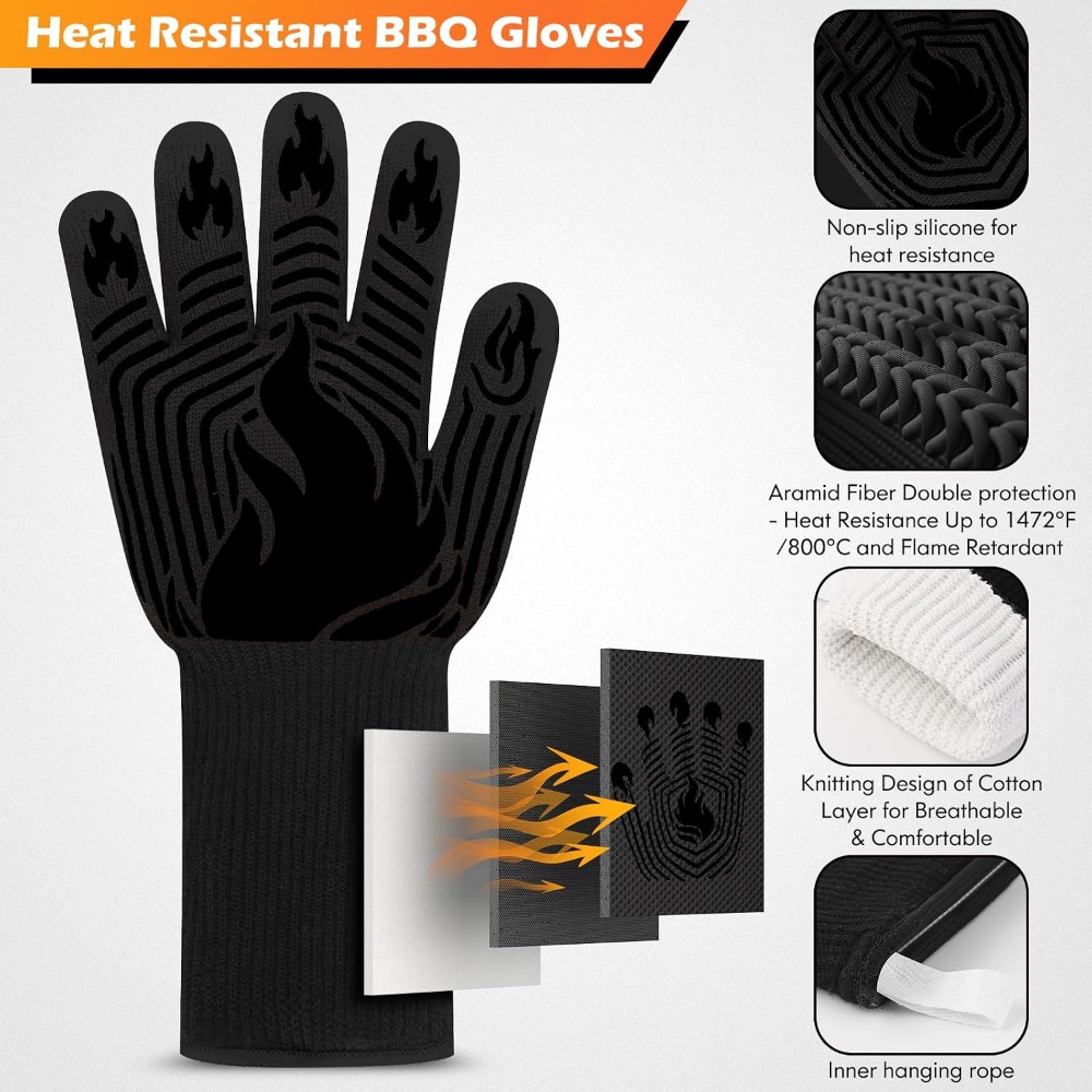 BBQ Gloves, 1472°F Heat Resist - Oven Mitt Silicone recension och pris