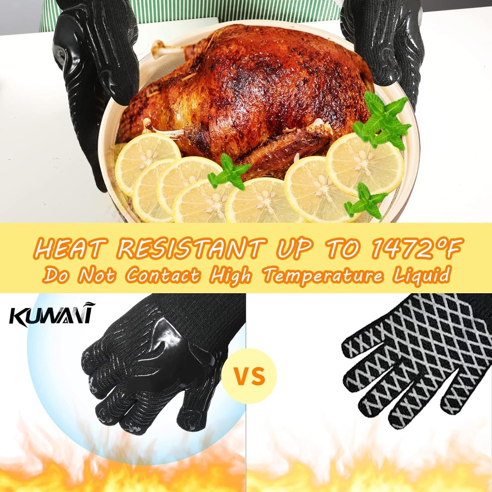 BBQ Gloves, 1472°F Heat Resist - Oven Mitt Silicone recension och pris
